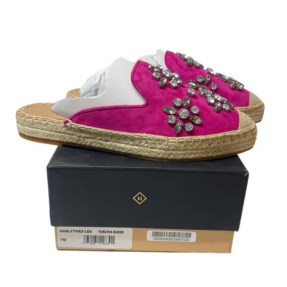NEW Halogen Blythe Espadrille Mule Women\'s Size 7M Fuschia Suede Embellished main image 1